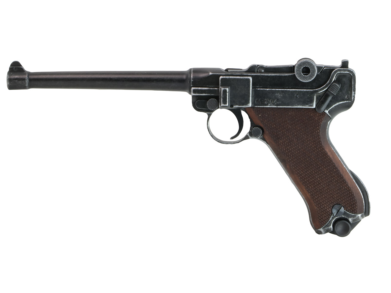 Schreckschuss Pistole Melcher ME P 04 antik look Holzgriffschale Kaliber 9 mm P.A.K. (P18)